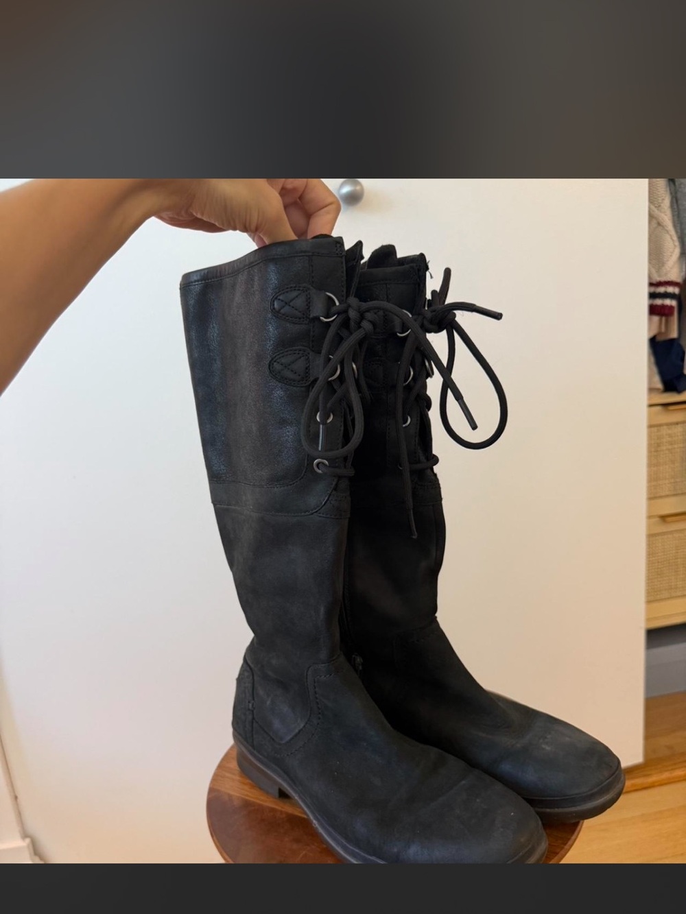 UGG Black Lace-Up Tall Boots